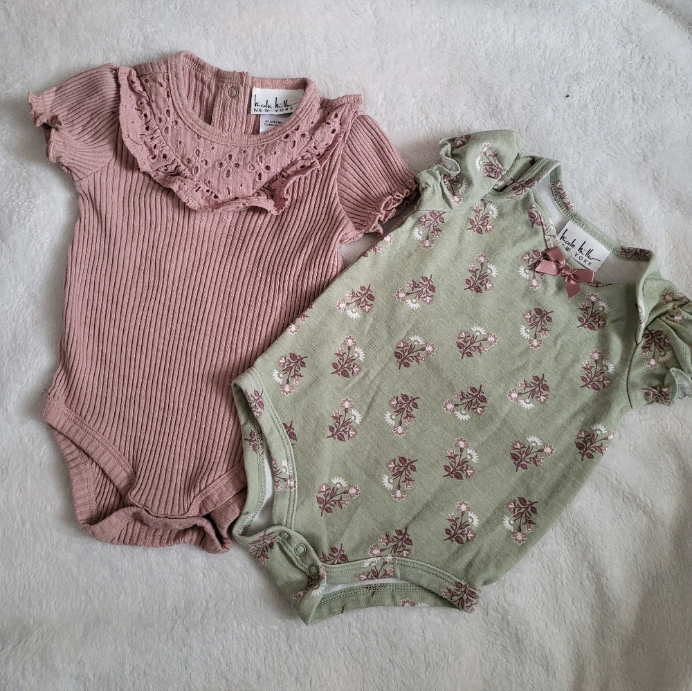 Nicole Miller Pink and Green Kids One Pieces Bodysuits 3-6m